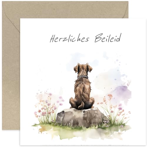 Old English Company Beileidskarte – für Hundebesitzer – Beileidsgrußkarten – „Herzliches Beileid“ – Beerdigung, Trauer, Beileid – innen blanko – mit Umschlag – Premium-Karte von Old English Company