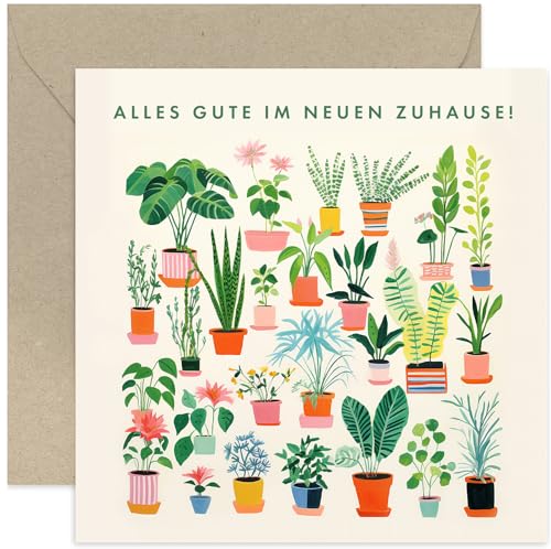 Old English Company Einweihungsgrußkarte für Freunde und Familie – Beste Wünsche in Ihrem neuen Zuhause. Grußkarte für Männer und Frauen – Zimmerpflanzen-Design – für Sie oder Ihn von Old English Company