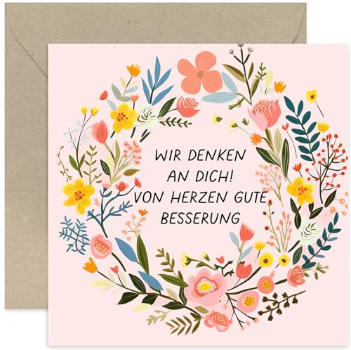 Old English Company Get Better Soon Grußkarte für Frauen – Thinking of You – Gute Besserung Karte „Wir denken an Dich“ – Genesungskarte Gesundheit Gute Besserung Wünsche – mit Umschlag von Old English Company