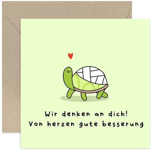 Old English Company Gute Besserung Karte „Wir denken an Dich“ – Genesungskarte Gesundheit Gute Besserung Wünsche – Für Kind, Erwachsene, Bruder, Schwester, Freund, Kollegen – Mit Umschlag von Old English Company