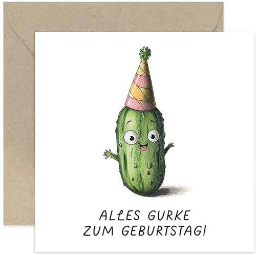 Old English Company Lustige Geburtstagskarte „Alles Gurke zum Geburtstag“ – Gurken Karte zum Geburtstag Humorvolle Geburtstagskarte Witzig – Geburtstagsgeschenke für Sie oder Ihn von Old English Company