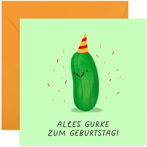 Old English Company Lustige Geburtstagskarte „Alles Gurke zum Geburtstag“ – Gurken Karte zum Geburtstag Humorvolle Geburtstagskarte Witzig – Niedliche Geburtstagsgrußkarten für Männer und Frauen von Old English Company