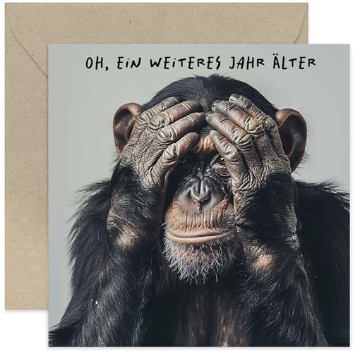 Old English Company Lustige Geburtstagskarte mit Umschlag - Schimpansen-Geburtstagskarte mit lustigem Spruch. Lustige Geburtstagskarte. Affen-Geburtstagskarte für Bruder, Schwester, Ehemann, Ehefrau von Old English Company