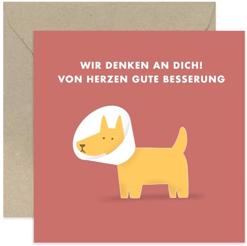 Old English Company Lustige Gute-Besserung-Karte für Freunde und Familie – Hunde-Design – Gute Besserung Karte „Wir denken an Dich“ – Genesungskarte Gesundheit Gute Besserung Wünsche – Mit Umschlag Old English Company Lustige Gute-Besserung-Karte für Freunde und Familie – Hunde-Design – Gute Besserung Karte „Wir denken an Dich“ – Genesungskarte Gesundheit Gute Besserung Wünsche – Mit Umschlag von Old English Company