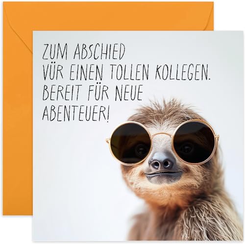 Old English Company Premium Abschiedsgrußkarte mit Umschlag. Abschiedskarte, Grußkarte, Ruhestand, Jobwechsel, Ehemann, Ehefrau, Kollegen, Freunde. Lustige Karte mit Faultier mit Sonnenbrille Old English Company Premium Abschiedsgrußkarte mit Umschlag. Abschiedskarte, Grußkarte, Ruhestand, Jobwechsel, Ehemann, Ehefrau, Kollegen, Freunde. Lustige Karte mit Faultier mit Sonnenbrille von Old English Company