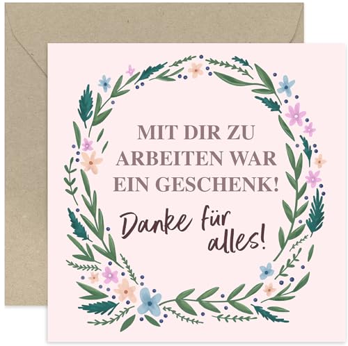 Old English Company Premium-Abschiedskarten für Kollegen – Ruhestandskarte für Frauen – Blumenkranz – Dankeskarte für Kollegen, Teammitglied, Chef – mit Umschlag Old English Company Premium-Abschiedskarten für Kollegen – Ruhestandskarte für Frauen – Blumenkranz – Dankeskarte für Kollegen, Teammitglied, Chef – mit Umschlag von Old English Company