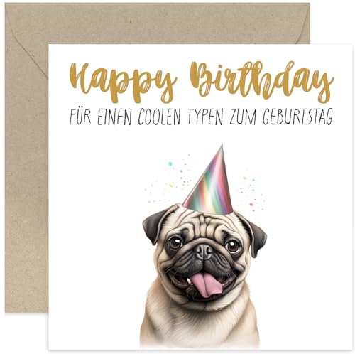 Old English Company Premium Geburtstagskarte mit Umschlag. Glückwunschkarte, Grußkarte mit Spruch: Happy Birthday, Mann, Frau, cooler Mops mit Sonnenbrille. Karte für Freunde, Familie, Kollegen Old English Company Premium Geburtstagskarte mit Umschlag. Glückwunschkarte, Grußkarte mit Spruch: Happy Birthday, Mann, Frau, cooler Mops mit Sonnenbrille. Karte für Freunde, Familie, Kollegen von Old English Company