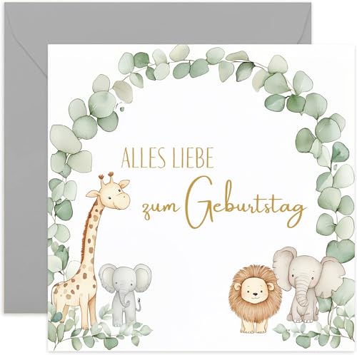 Old English Company Premium Geburtstagskarte. Grußkarte, Geburtstagskarte, Alles Gute, Kind, Mädchen, Junge, Tiere, Giraffe, Löwe, Elefant. Für Sohn Tochter Enkelkind Neffe Nichte - 1. 2. Geburtstag Old English Company Premium Geburtstagskarte. Grußkarte, Geburtstagskarte, Alles Gute, Kind, Mädchen, Junge, Tiere, Giraffe, Löwe, Elefant. Für Sohn Tochter Enkelkind Neffe Nichte - 1. 2. Geburtstag von Old English Company