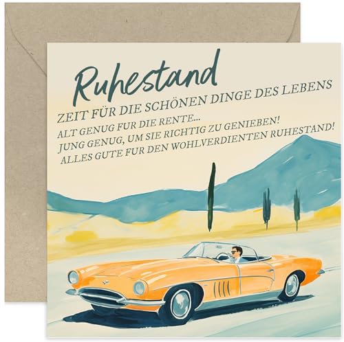 Old English Company Premium-Grußkarte zum Ruhestand mit Umschlag. Grußkarte für Männer und Frauen – Abschiedsgeschenke für Kollegen – Abschieds- und Glückwunschkarten – Sportwagen Old English Company Premium-Grußkarte zum Ruhestand mit Umschlag. Grußkarte für Männer und Frauen – Abschiedsgeschenke für Kollegen – Abschieds- und Glückwunschkarten – Sportwagen von Old English Company