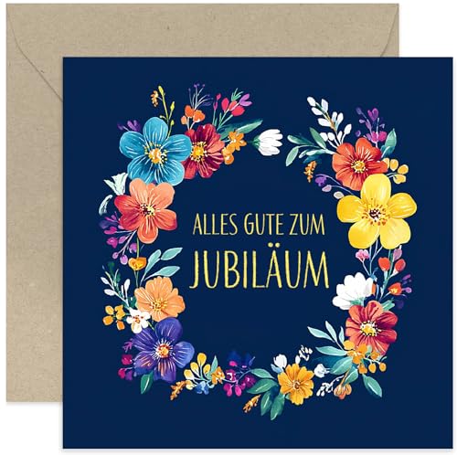 Old English Company Premium Jubiläums-Grußkarte. Jubiläumskarte, besonderer Tag, Grußkarte, Eintrittskarte, Mann, Frau, Feier, Firma - Bunter Blumenkranz - Für Sie oder Ihn Old English Company Premium Jubiläums-Grußkarte. Jubiläumskarte, besonderer Tag, Grußkarte, Eintrittskarte, Mann, Frau, Feier, Firma - Bunter Blumenkranz - Für Sie oder Ihn von Old English Company