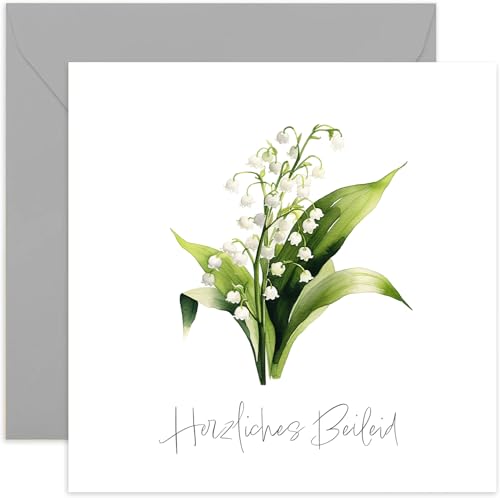Old English Company Trauerkarte mit Umschlag - Mit Aquarellmalerei von Blumen - Beileidskarte - Herzliches Beileid - Kondolenzkarte Trauerkarte Beerdigung - Für die Liebsten - Mit Umschlag von Old English Company