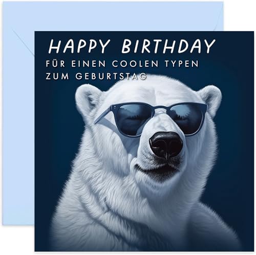 Premium Geburtstagskarte mit Umschlag. Glückwunschkarte, Grußkarte mit Spruch: Happy Birthday, Mann, Frau, cooler Eisbär mit Sonnenbrille. Karte für Bruder, Vater, Sohn, Onkel, Neffe, Freund, Opa Premium Geburtstagskarte mit Umschlag. Glückwunschkarte, Grußkarte mit Spruch: Happy Birthday, Mann, Frau, cooler Eisbär mit Sonnenbrille. Karte für Bruder, Vater, Sohn, Onkel, Neffe, Freund, Opa von Old English Company