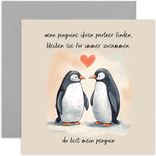 Romantische Karten für Ehemann oder Ehefrau – Pinguin-Karte, Hochzeitstag, Jahrestag – Du bist mein Pinguin – niedliche romantische Valentinstagskarte für Freundin, Freund, Ehefrau, Eheman Romantische Karten für Ehemann oder Ehefrau – Pinguin-Karte, Hochzeitstag, Jahrestag – Du bist mein Pinguin – niedliche romantische Valentinstagskarte für Freundin, Freund, Ehefrau, Eheman von Old English Company