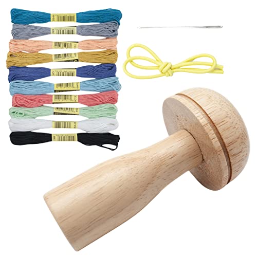 Oldmoom Stopfpilz - Tragbares Nähset - Stopfwerkzeug aus, kompaktes, leichtes Nähset mit zehn verschiedenen Farbfäden zum Stopfen von Socken, Pullovern, Hosen, Mützen, Schals von Oldmoom