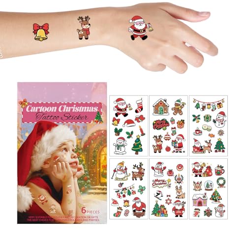 Temporäre Sticker Kinder - 6 Stücke Weihnachts Augen Sticker | Strumpfbehälter Füllungen Cartoon Aufkleber Santa Rentier Schneeflocke für Arm Augen Körper Partys Geschenke Deko Kinder Temporäre Sticker Kinder - 6 Stücke Weihnachts Augen Sticker | Strumpfbehälter Füllungen Cartoon Aufkleber Santa Rentier Schneeflocke für Arm Augen Körper Partys Geschenke Deko Kinder von Oldmoom