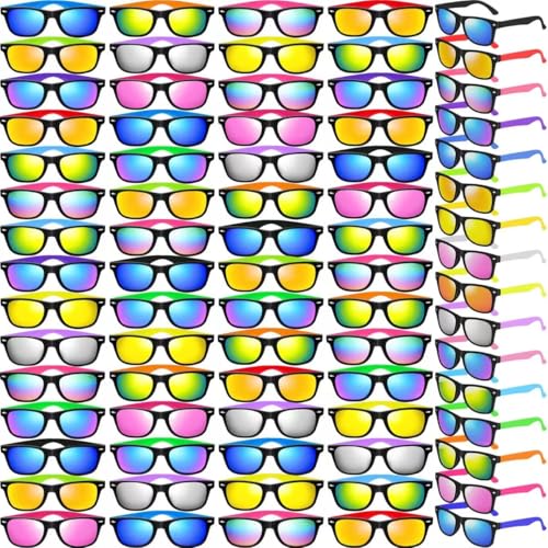 Oleitodh 96 Stück Kinder-Sonnenbrillen, Partygeschenke, Neon-Sonnenbrillen, Kinder, Jungen, Mädchen, Packung für Geschenktüten, Sommer, Strand, Pool, Geburtstagsparty-Zubehör von Oleitodh