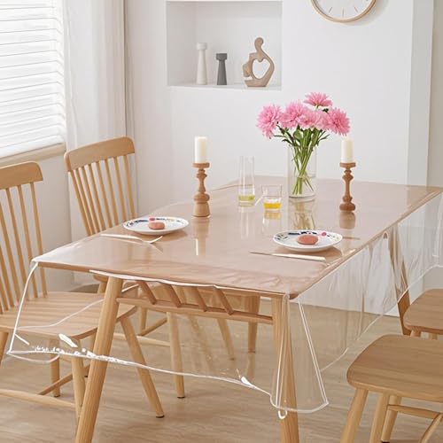 Olgary Tischfolie Durchsichtig-Wasserfest Transparent Abwaschbar Tischdecke, Meterware Stärke 0,13 mm, Transparente Tischfolie für Haus, Küche, Outdoor, Schreibtisch (140x180 cm) von Olgary