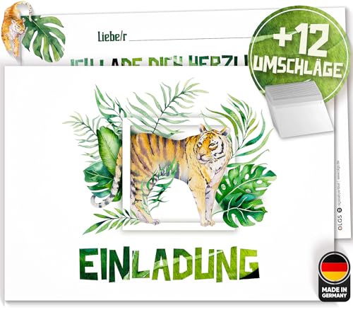 Olgs 12x EINLADUNGSKARTEN zum Kindergeburtstag Tiger | Perfekte Einladung zum Kindergeburtstag oder Kinder Party | Geburtstag-Einladungen zum ausfüllen | Partyeinladungen, grün, Dschungel Olgs 12x EINLADUNGSKARTEN zum Kindergeburtstag Tiger | Perfekte Einladung zum Kindergeburtstag oder Kinder Party | Geburtstag-Einladungen zum ausfüllen | Partyeinladungen, grün, Dschungel von Olgs