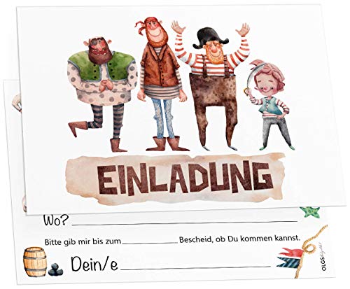 Olgs Piraten-Einladungskarten, 12er Set für Kindergeburtstag, Mädchen & Jungen, Mottoparty Seeräuber Olgs Piraten-Einladungskarten, 12er Set für Kindergeburtstag, Mädchen & Jungen, Mottoparty Seeräuber von Olgs