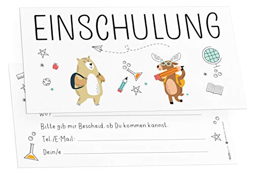 Olgs Einschulung Einladungskarten 'Tierfreunde', 12er Set, Ausfüllbar, inkl. Umschläge, für den 1. Schultag von Mädchen & Jungen Olgs Einschulung Einladungskarten 'Tierfreunde', 12er Set, Ausfüllbar, inkl. Umschläge, für den 1. Schultag von Mädchen & Jungen von Olgs