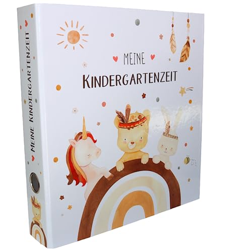 OLGS Meine Kindergartenzeit Boho Ordner für Kinder, Kita Erinnerungsordner, Kindergartenordner Tiere, Sammelordner, Kindergarten, Ringordner DIN A4 - Regenbogen Einhorn, Löwe, Hase OLGS Meine Kindergartenzeit Boho Ordner für Kinder, Kita Erinnerungsordner, Kindergartenordner Tiere, Sammelordner, Kindergarten, Ringordner DIN A4 - Regenbogen Einhorn, Löwe, Hase von Olgs