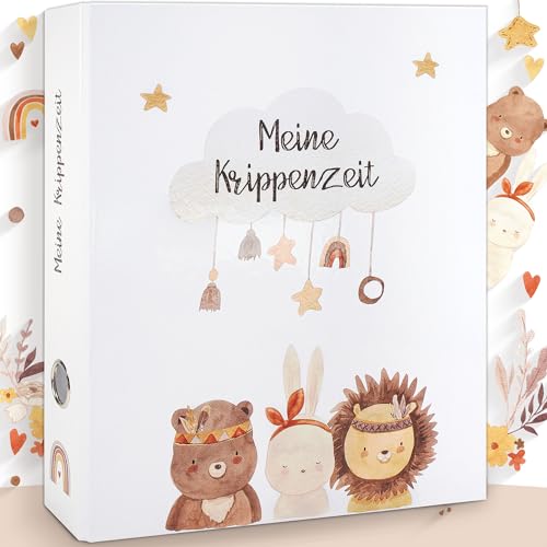 OLGS Sammelordner Meine Krippenzeit | Erinnerungsordner, Kindergartenordner Boho Bär, Hase, Löwe | Ordner für Kinder Geschenk, Kindergartenzeit, Sammelmappe, Kindergarten, Ringordner DIN A4 - Indianer OLGS Sammelordner Meine Krippenzeit | Erinnerungsordner, Kindergartenordner Boho Bär, Hase, Löwe | Ordner für Kinder Geschenk, Kindergartenzeit, Sammelmappe, Kindergarten, Ringordner DIN A4 - Indianer von Olgs