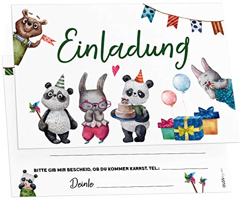 Olgs Tierparty Kindergeburtstag Einladungskarten, 12er Set, Ausfüllbar, inkl. Umschläge, für Mädchen & Jungen Olgs Tierparty Kindergeburtstag Einladungskarten, 12er Set, Ausfüllbar, inkl. Umschläge, für Mädchen & Jungen von Olgs