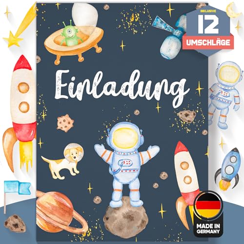Olgs Astronauten Geburtstagseinladungen, 12er Set zum ausfüllen, Einladungskarten inkl. Umschläge, Ideal für Weltraum Mottoparty Olgs Astronauten Geburtstagseinladungen, 12er Set zum ausfüllen, Einladungskarten inkl. Umschläge, Ideal für Weltraum Mottoparty von Olgs