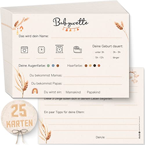 Olgs Babyparty Ratespiel 25 Karten zum ausfüllen DIN A6 | Babywette Tippkarten für Babyshower | Gender Reveal Party Quiz für Junge und Mädchen | Schwangerschaft Geschenk Baby Party Spiele - Boho Olgs Babyparty Ratespiel 25 Karten zum ausfüllen DIN A6 | Babywette Tippkarten für Babyshower | Gender Reveal Party Quiz für Junge und Mädchen | Schwangerschaft Geschenk Baby Party Spiele - Boho von Olgs