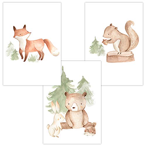 Olgs Babyzimmer Bilder 3er Set | Kinderzimmer Deko Poster DIN A4 | Wandbilder Premium | Tiere Wandposter Mädchen, Junge | Waldtiere: Fuchs, Hase, Bär, Igel, Eichhörnchen Olgs Babyzimmer Bilder 3er Set | Kinderzimmer Deko Poster DIN A4 | Wandbilder Premium | Tiere Wandposter Mädchen, Junge | Waldtiere: Fuchs, Hase, Bär, Igel, Eichhörnchen von Olgs