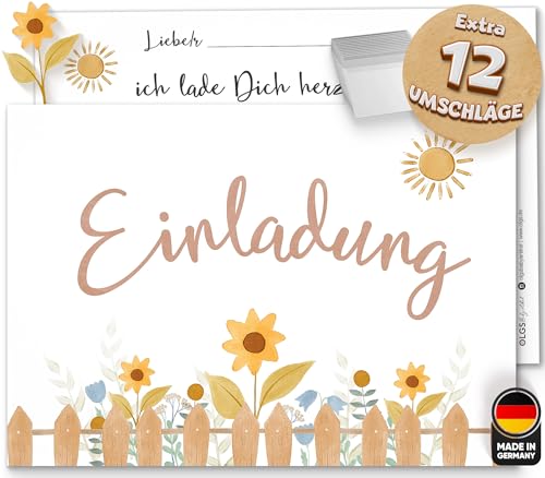 Olgs Sonnenblume Einladungskarten, 12er Set für Kindergeburtstag, Ausfüllbar, inkl. Umschläge, für Mädchen & Jungen Olgs Sonnenblume Einladungskarten, 12er Set für Kindergeburtstag, Ausfüllbar, inkl. Umschläge, für Mädchen & Jungen von Olgs