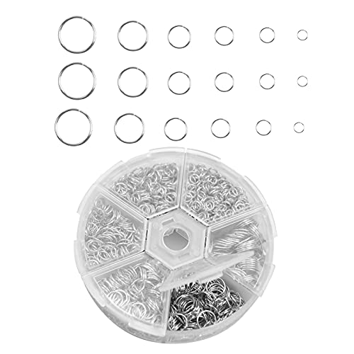 1390 Stück Sprungringe Set Spaltringe Metall Biegeringe 4 5 6 7 8 10 mm Edelstahl Biegeringe Spaltringe Mini Jump Ringe Spaltringe für Armbänder Ohrringe Schmuck Halsketten Bastelarbeiten von Olinner