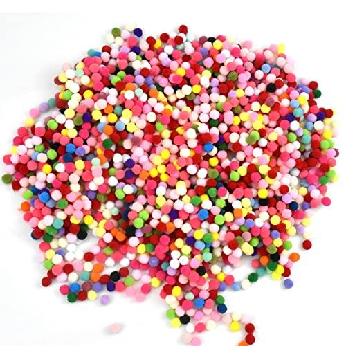 Olinner 2000 Stück Pompons Bunte Pompom zum Basteln 8mm Mini Pom Poms Polyester Flauschigen Pompons Plüsch Bälle Kleine Bommeln für Kinder DIY Kreative Handwerk Dekorationen von Olinner