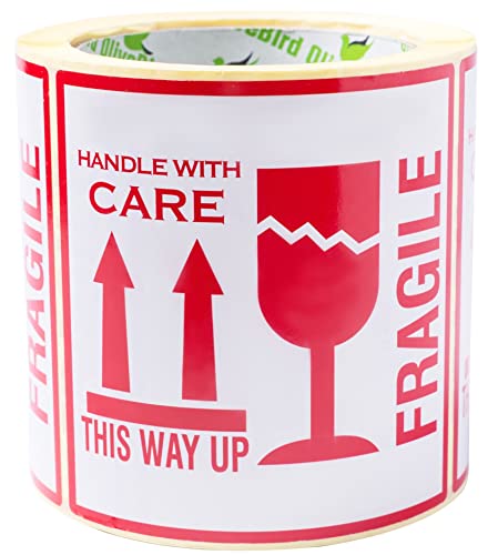 OliveBird 250 Aufkleber "Fragile. This Way Up. Handle With Care", Etiketten, groß 10 x 10 CM White-red - 250 Stück OliveBird 250 Aufkleber "Fragile. This Way Up. Handle With Care", Etiketten, groß 10 x 10 CM White-red - 250 Stück von OliveBird