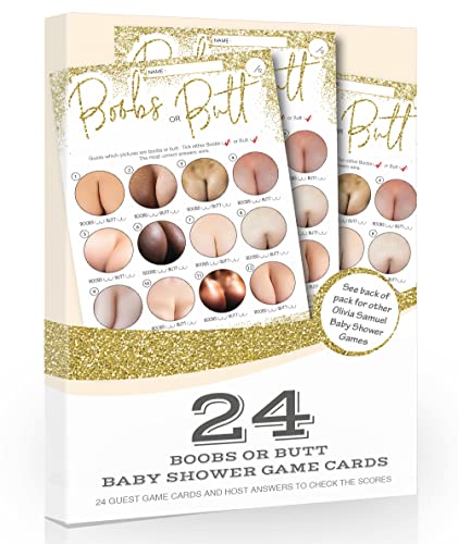 Olivia Samuel 24 x Boobs or Butt Baby Shower Spiel von (Gold Glitter Effekt) von Olivia Samuel