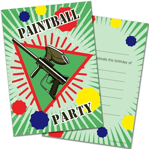 Olivia Samuel 20 x Paintball-Partyeinladungen – Geburtstagseinladungen aus A6 Postkartengröße mit Umschlägen Olivia Samuel 20 x Paintball-Partyeinladungen – Geburtstagseinladungen aus A6 Postkartengröße mit Umschlägen von Olivia Samuel