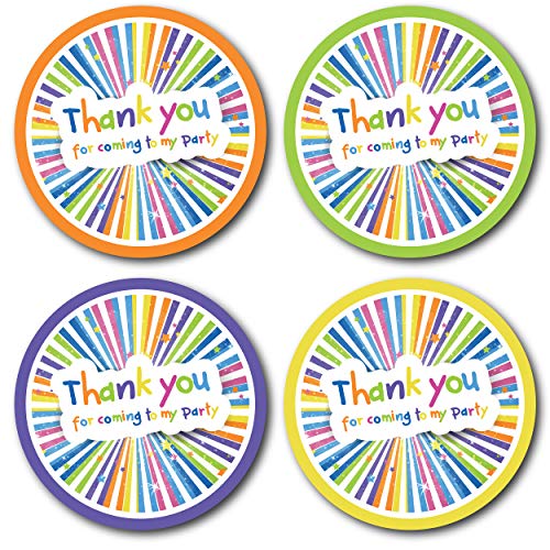 Olivia Samuel Aufkleber mit Aufschrift "Thank You for Coming To My Party", 40 mm, bunt 4 leuchtende Farben (24 Aufkleber) Ideal für Partytüten, Süßigkeitentüten und Geburtstagsfeiertüten. von Olivia Samuel
