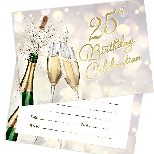 Olivia Samuel Einladungskarten zum 25. Geburtstag, Champagner-Stil, bereit zum Schreiben, mit Umschlägen, 20 Stück Olivia Samuel Einladungskarten zum 25. Geburtstag, Champagner-Stil, bereit zum Schreiben, mit Umschlägen, 20 Stück von Olivia Samuel