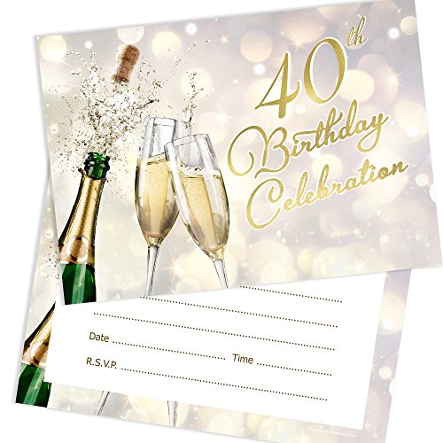 Olivia Samuel Einladungskarten zum 40. Geburtstag, Champagner-Stil, bereit zum Schreiben, mit Umschlägen, 20 Stück Olivia Samuel Einladungskarten zum 40. Geburtstag, Champagner-Stil, bereit zum Schreiben, mit Umschlägen, 20 Stück von Olivia Samuel