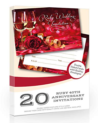 Olivia Samuel Einladungskarten zum 40. Hochzeitstag zum Rubinhochzeit mit Umschlägen, 20 Stück von Olivia Samuel