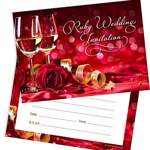 Olivia Samuel Einladungskarten zum 40. Hochzeitstag, zum 40. Hochzeitstag, mit Umschlägen zum Schreiben, 20 Stück Olivia Samuel Einladungskarten zum 40. Hochzeitstag, zum 40. Hochzeitstag, mit Umschlägen zum Schreiben, 20 Stück von Olivia Samuel