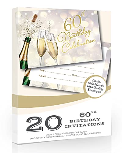 Olivia Samuel Einladungskarten zum 60. Geburtstag, champagnerfarben, 20 Stück von Olivia Samuel