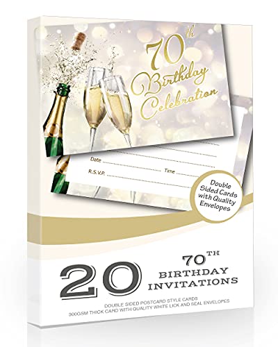 Olivia Samuel Einladungskarten zum 70. Geburtstag, Champagner-Stil, mit Umschlägen, 20 Stück von Olivia Samuel