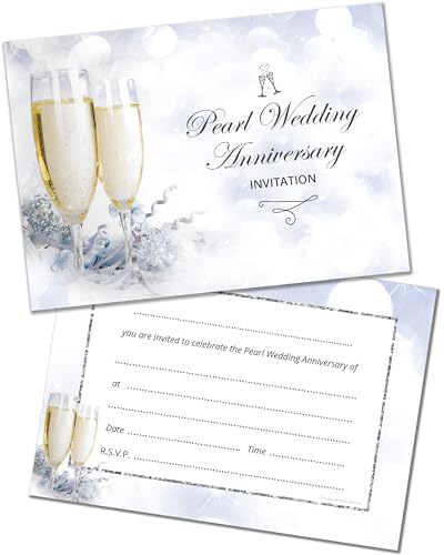Olivia Samuel Einladungskarten zur Perlenhochzeit, fertig zum Schreiben, mit Umschlägen, Champagner, 30. Jahrestag, entworfen und gedruckt, 20 Stück von Olivia Samuel