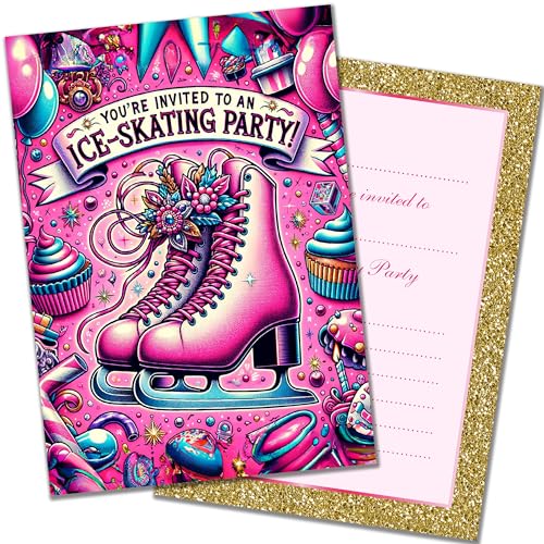 Olivia Samuel: Künstlerische rosa Party-Einladungen mit Umschlägen, Eislauf-Partyeinladungen, 20 Stück, A6-Größe, gedruckt in Großbritannien Olivia Samuel: Künstlerische rosa Party-Einladungen mit Umschlägen, Eislauf-Partyeinladungen, 20 Stück, A6-Größe, gedruckt in Großbritannien von Olivia Samuel