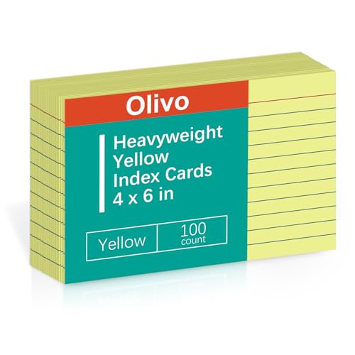 Gelbe Karteikarten, 10 x 15 cm, liniert, 100 Stück, 220 g/m², schweres Gewicht Gelbe Karteikarten, 10 x 15 cm, liniert, 100 Stück, 220 g/m², schweres Gewicht von Olivo