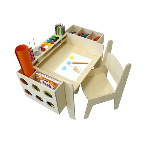 Verstellbarer Kindertisch mit Stuhl & Organizer – Holz Zeichentisch Set – Höhenverstellbarer Schreibtisch für Kinder – Montessori Spieltisch aus Sperrholz – Mitwachsendes Möbelset für Kleinkinder Verstellbarer Kindertisch mit Stuhl & Organizer – Holz Zeichentisch Set – Höhenverstellbarer Schreibtisch für Kinder – Montessori Spieltisch aus Sperrholz – Mitwachsendes Möbelset für Kleinkinder von OliwoodCnc