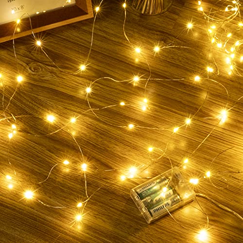 Ollny 5M LED Lichterkette Batterie, 50er LED Lichterkette innen Kupferdraht IP44 wasserdicht, led lichterkette mit batterie für DIY Schlafzimmer Party Garten Hochzeit Deko (warmweiß) von Ollny