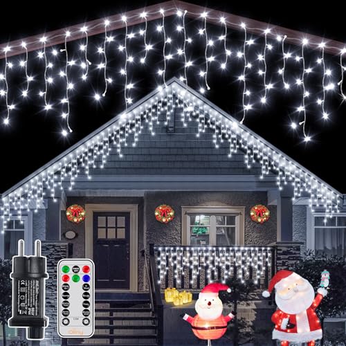 Ollny Eisregen Lichterkette außen 12m 486LEDs 81 Saiten Weihnachtsbeleuchtung außen Kaltweiß IP44 wasserdicht 8 Modi mit Fernbedienung Timer EU Stecker für Pavillon Balkon Ollny Eisregen Lichterkette außen 12m 486LEDs 81 Saiten Weihnachtsbeleuchtung außen Kaltweiß IP44 wasserdicht 8 Modi mit Fernbedienung Timer EU Stecker für Pavillon Balkon von Ollny