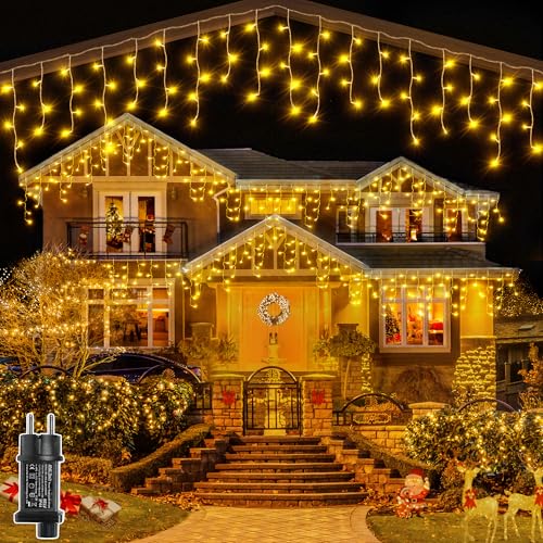 Ollny Eisregen Lichterkette außen warmweiß, 7.3M 216 LED Eisregen Lichterkette außen mit Stecker, wasserdicht Weihnachtsbeleuchtung außen für Balkon Haus Fenster Traufe Vorbau Geländer Ollny Eisregen Lichterkette außen warmweiß, 7.3M 216 LED Eisregen Lichterkette außen mit Stecker, wasserdicht Weihnachtsbeleuchtung außen für Balkon Haus Fenster Traufe Vorbau Geländer von Ollny